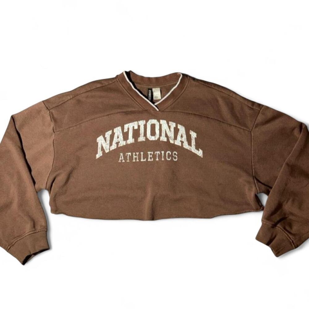 Hm brown cropped sweatshirt with